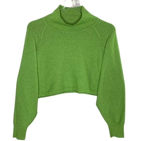 Urban Outfitters L Womens Kyla Cropped Turtleneck Sweater Bright Green - Picture 2 of 10